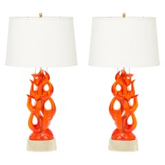 Pair of Candela Lamps in Coral by David Duncan Studio