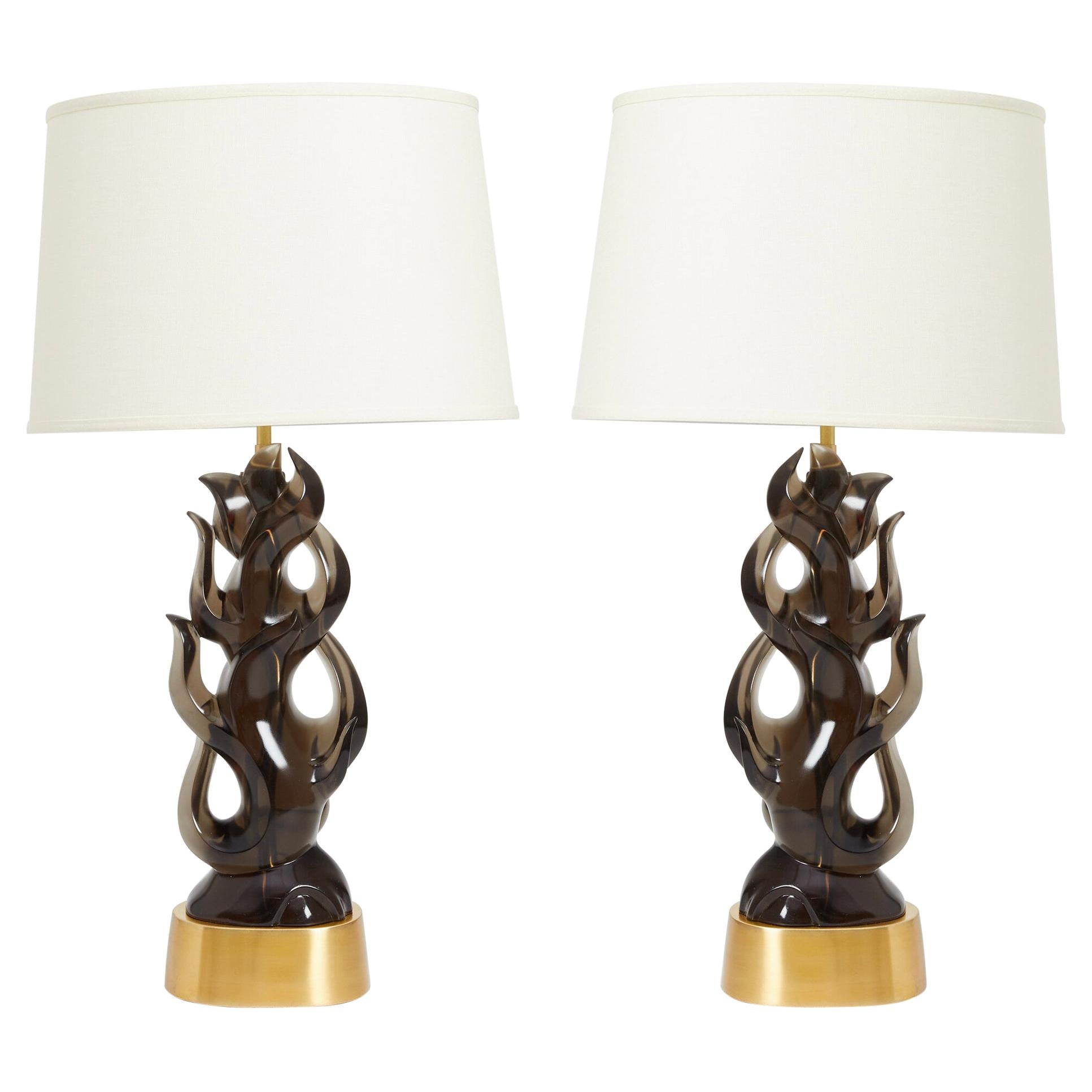 Pair of Candela Lamps in Smoke For Sale