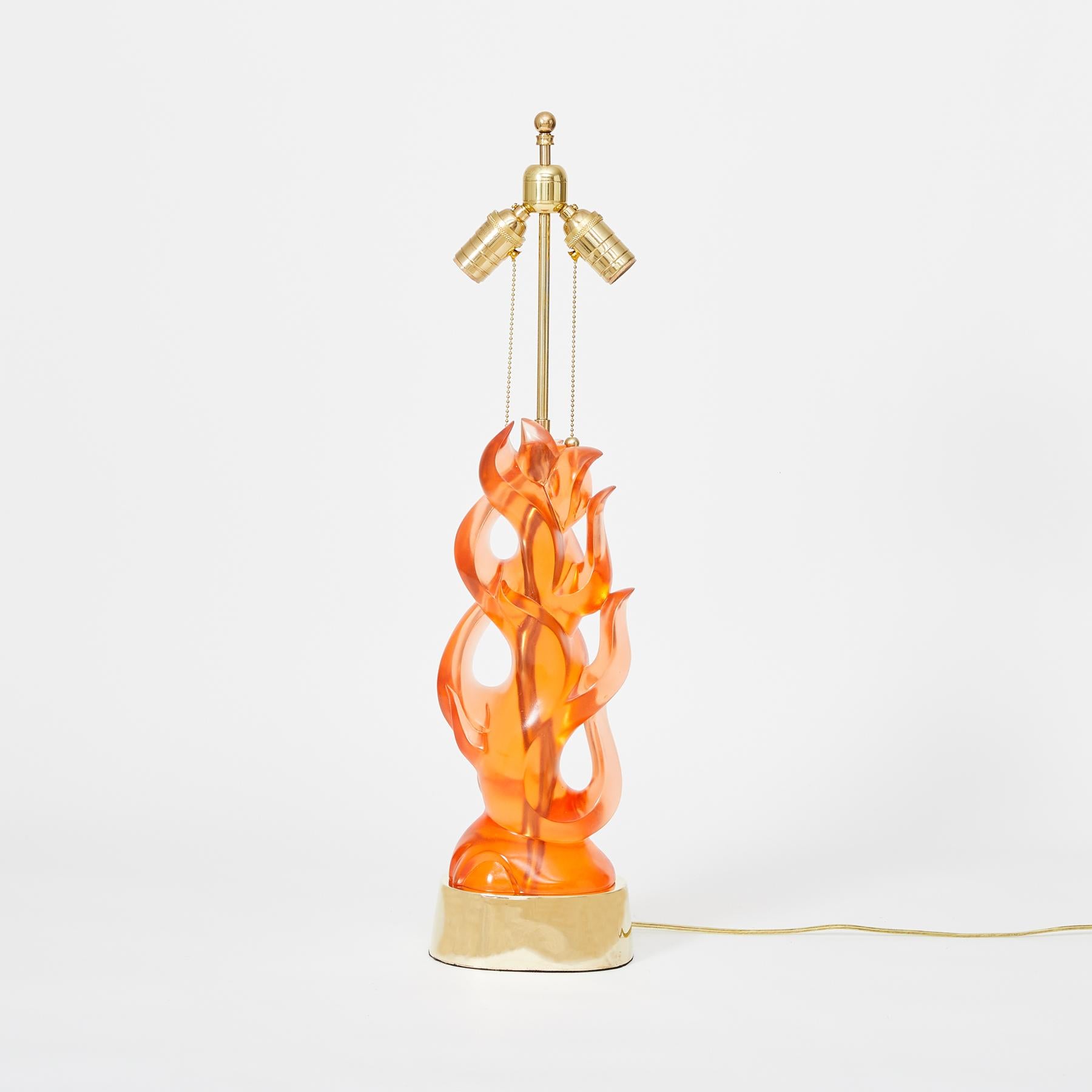 Modern Pair of Candela Lamps in Tangerine by David Duncan Studio For Sale