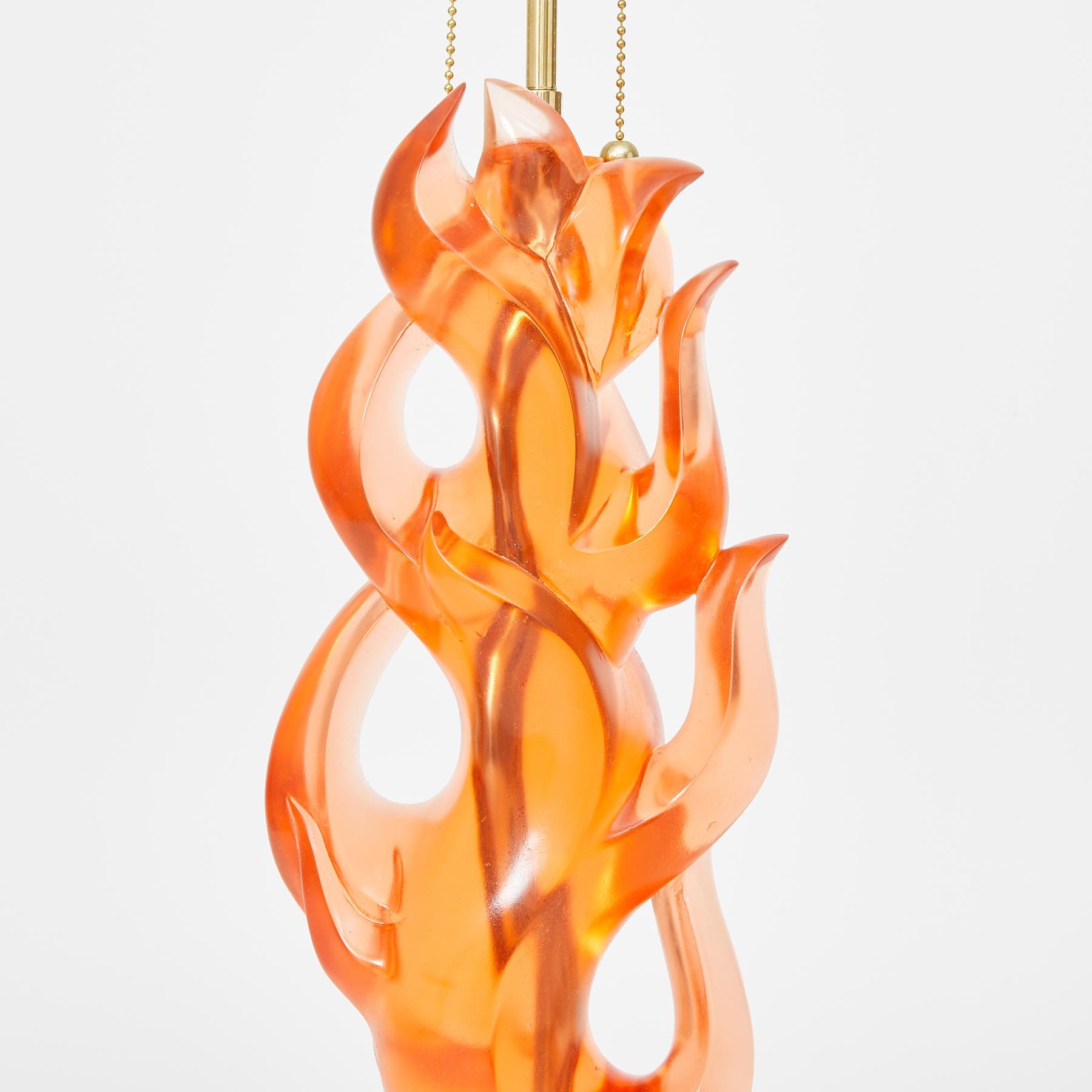 North American Pair of Candela Lamps in Tangerine by David Duncan Studio For Sale