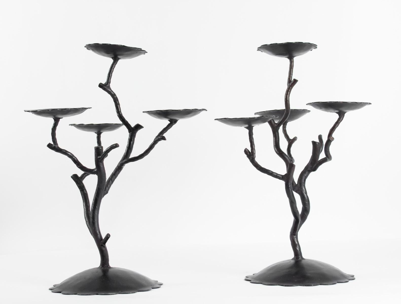 Pair of Candelabra 4 Branches, 20th Century, Modern Art For Sale 5