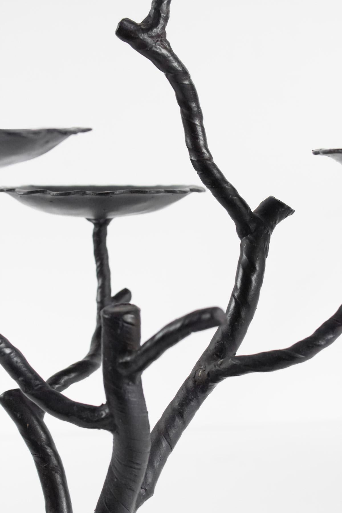 Metal Pair of Candelabra 4 Branches, 20th Century, Modern Art For Sale