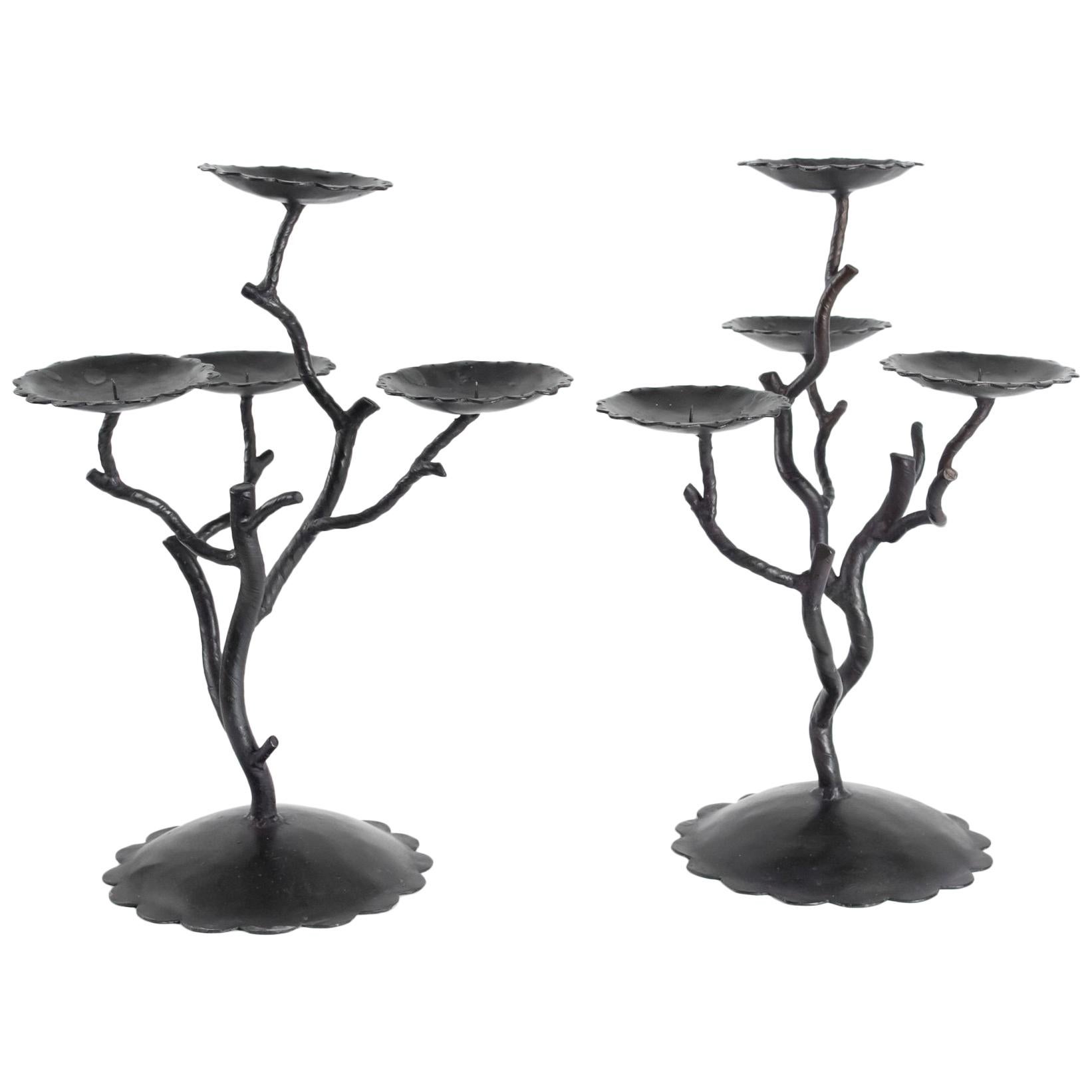 Pair of Candelabra 4 Branches, 20th Century, Modern Art For Sale