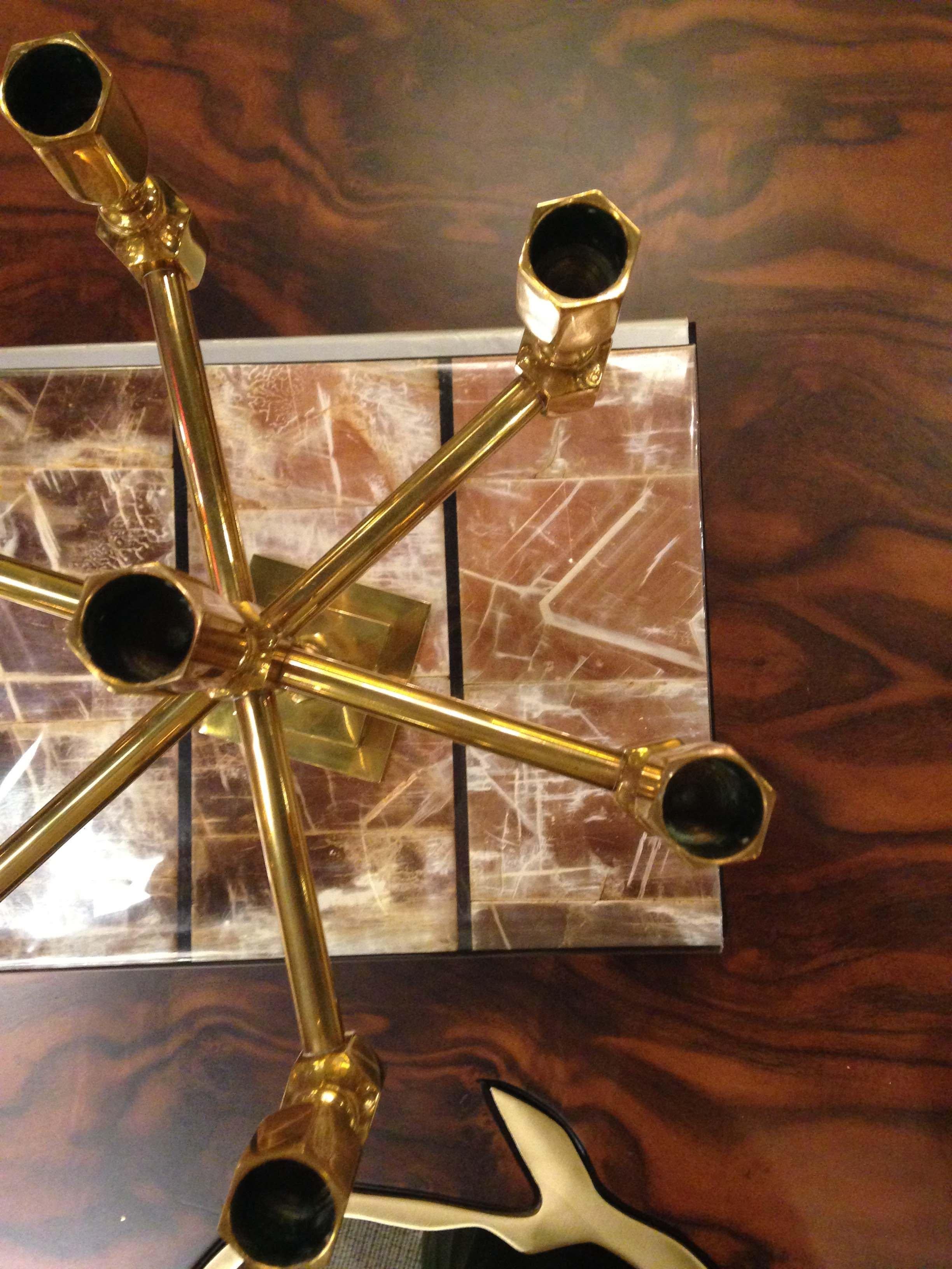 Brass Pair of Candelabra For Sale