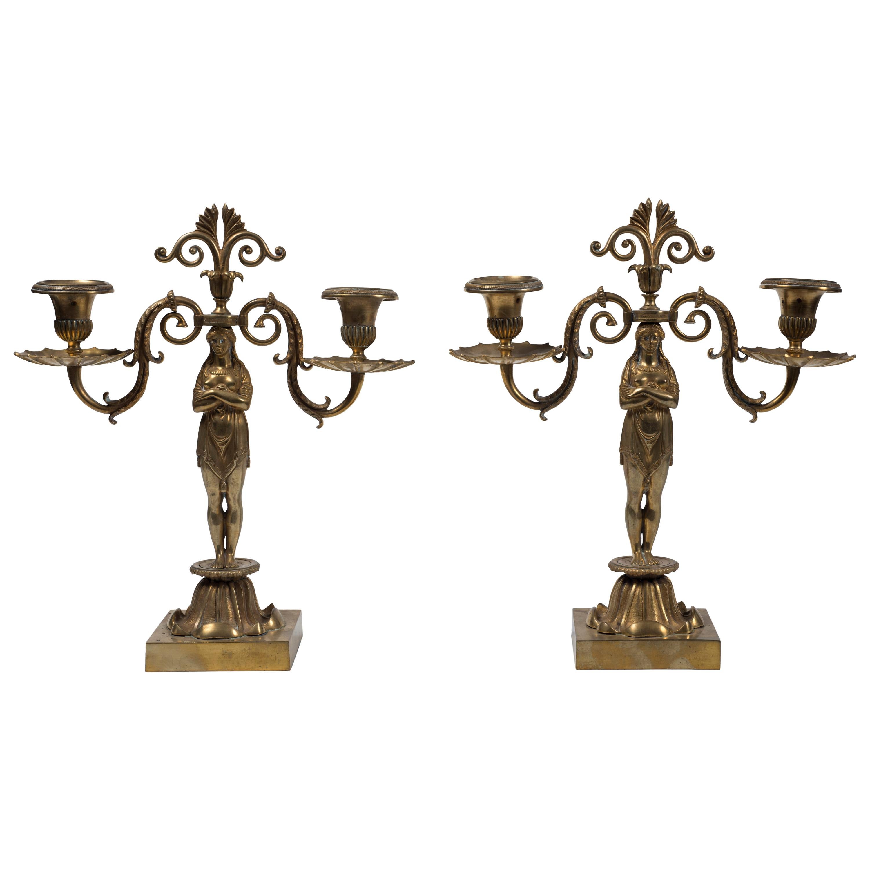Coppia di candelabri, manifattura francese, seconda metà del XX secolo