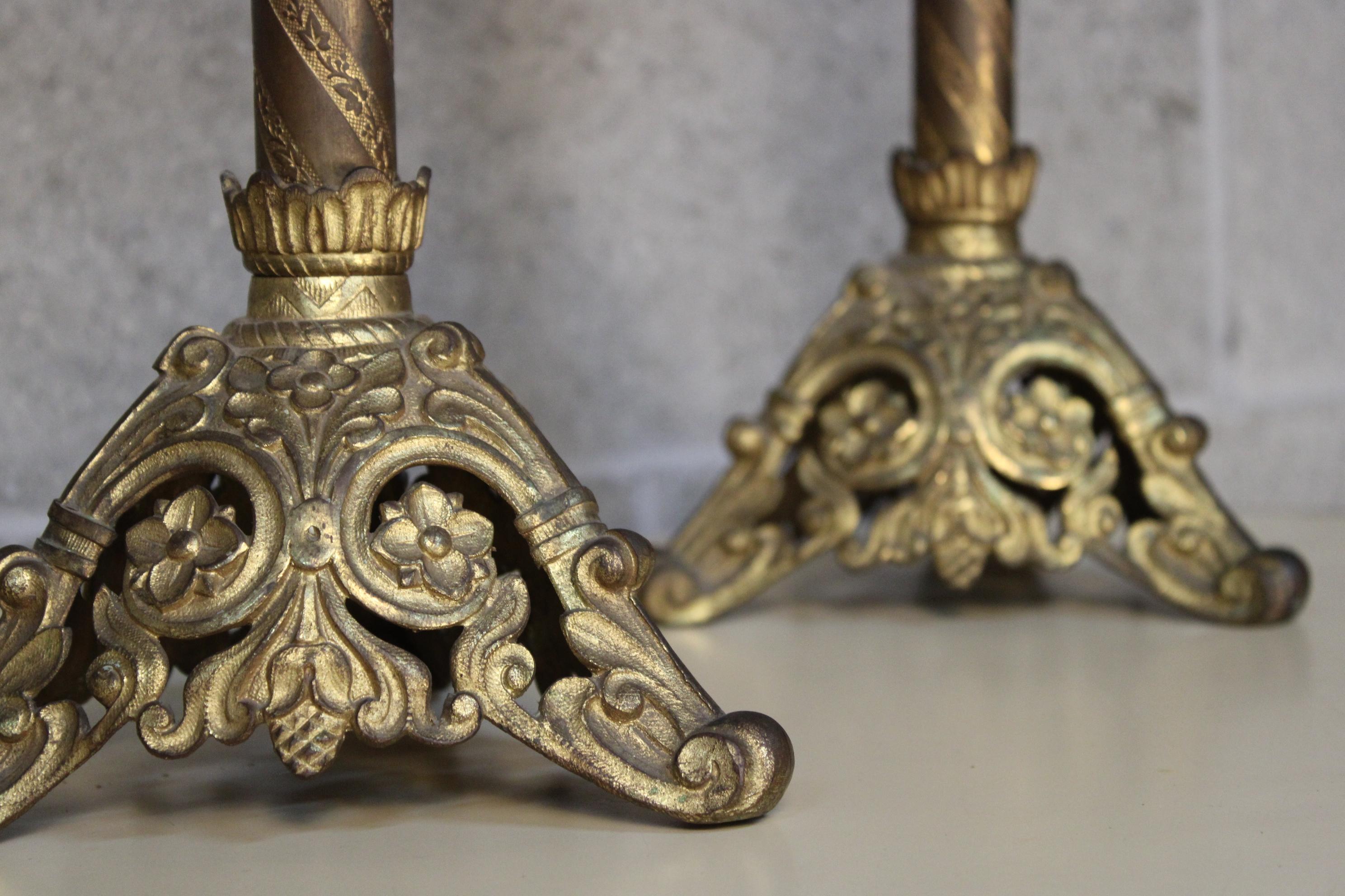 Pair of 19th century gilt bronze Italian Candelabra  In Good Condition In Torino, IT