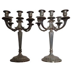 Pair of Candelabra in 800 Silver, Italy, 1980s