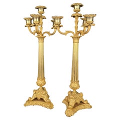 Pair Of Candelabra In Gilt Bronze From The Restoration Period