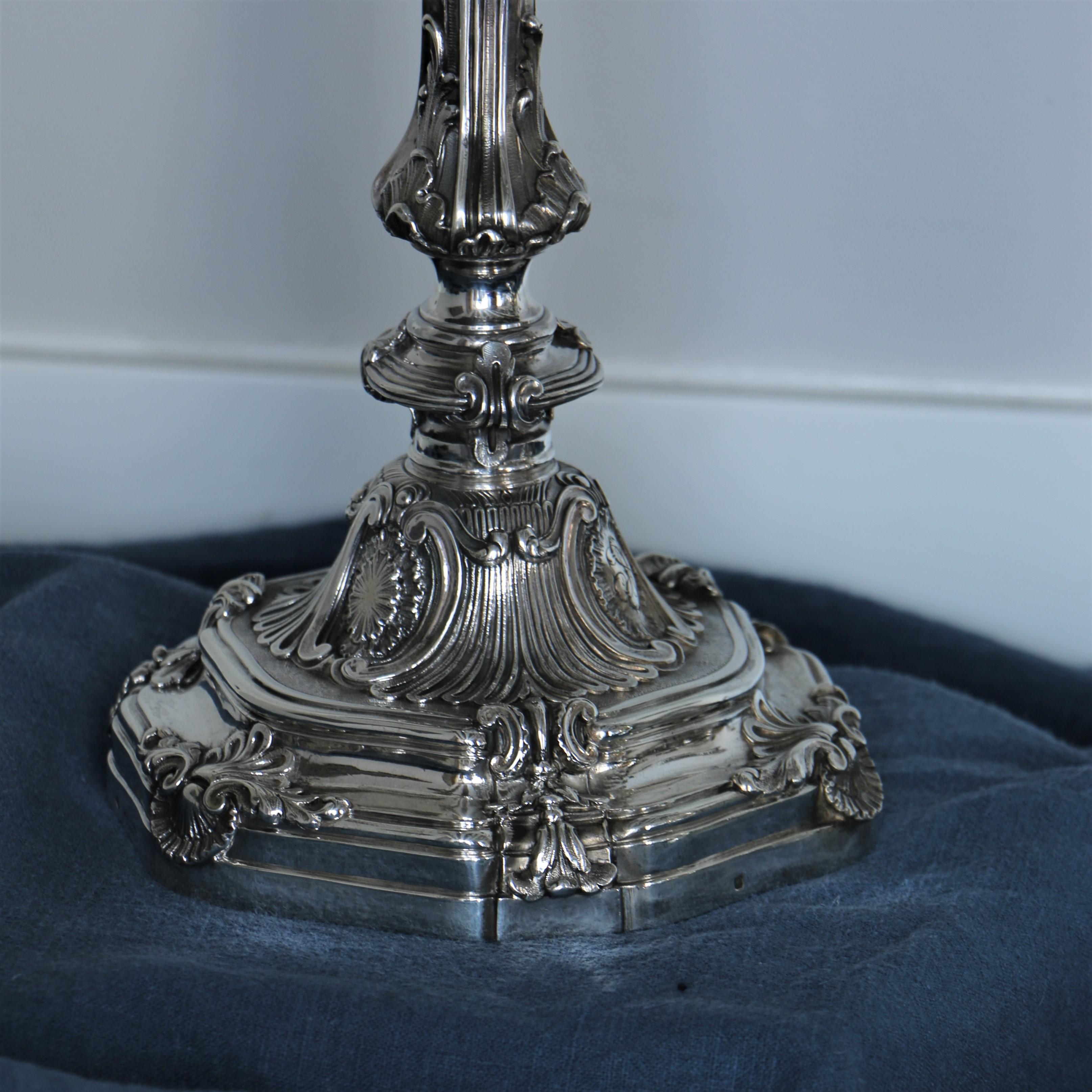 Rococo Pair of Candelabra in Silver from Maison Boin-Taburet