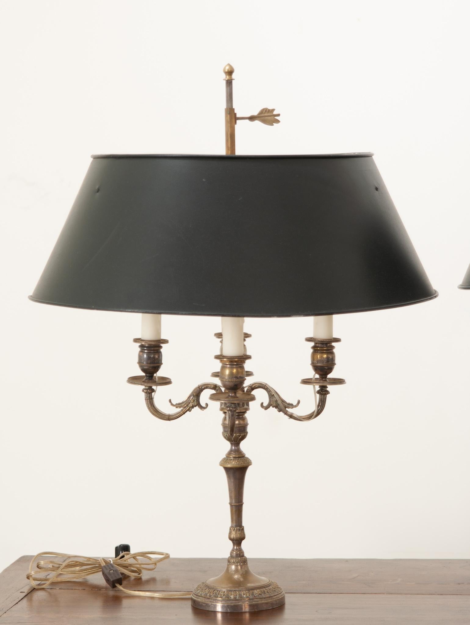 Other Pair of Candelabra Lamps in the Bouillotte Style For Sale