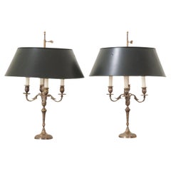 Antique Pair of Candelabra Lamps in the Bouillotte Style