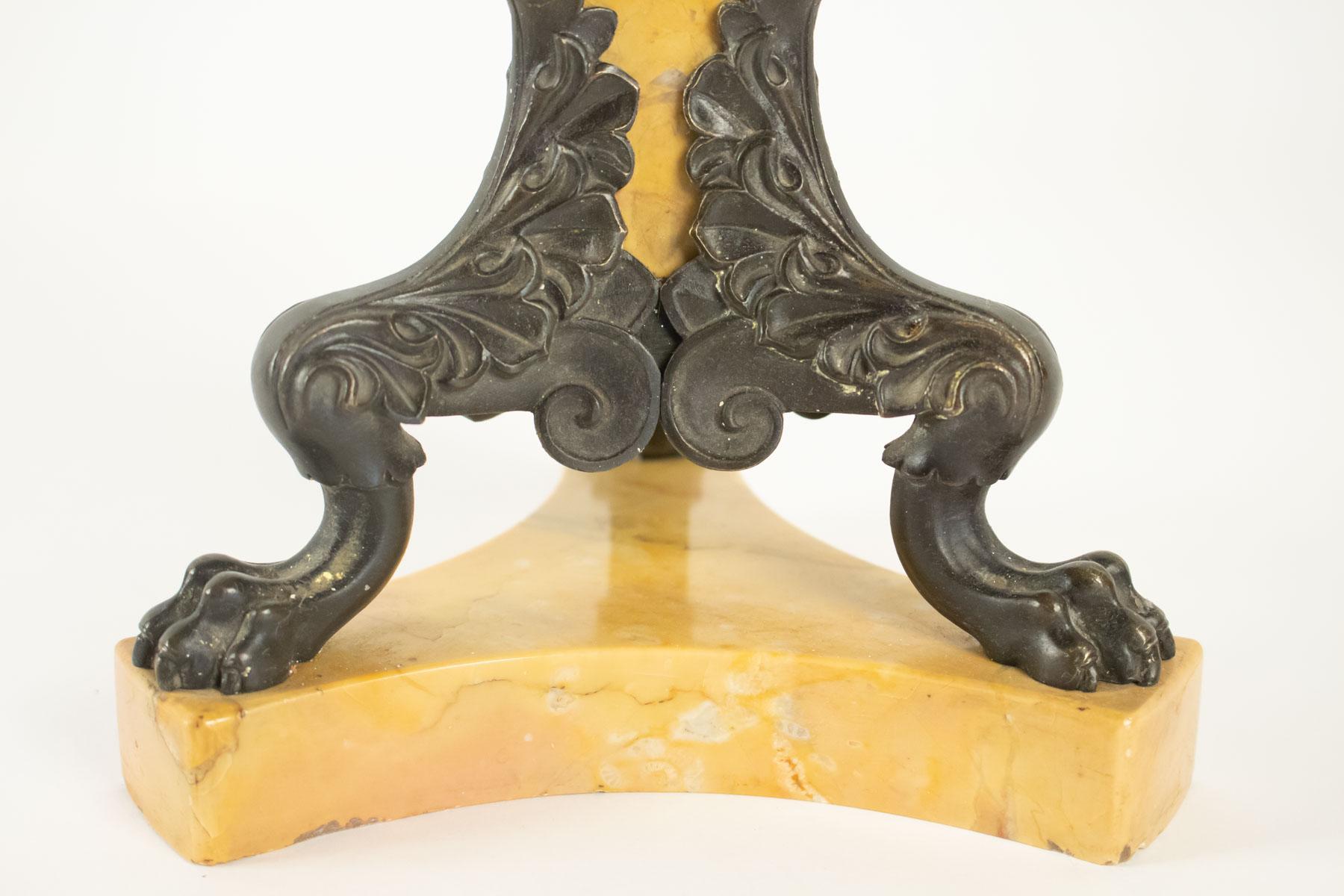 Pair of Candelabra Restoration Period in Yellow Marble of Siena In Good Condition In Saint-Ouen, FR