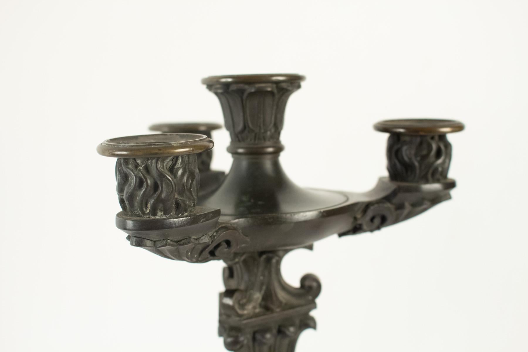 Pair of Candelabra Restoration Period in Yellow Marble of Siena 1