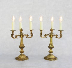 Pair of Candelabra Table Lamps French Louis XV Revival c1950
