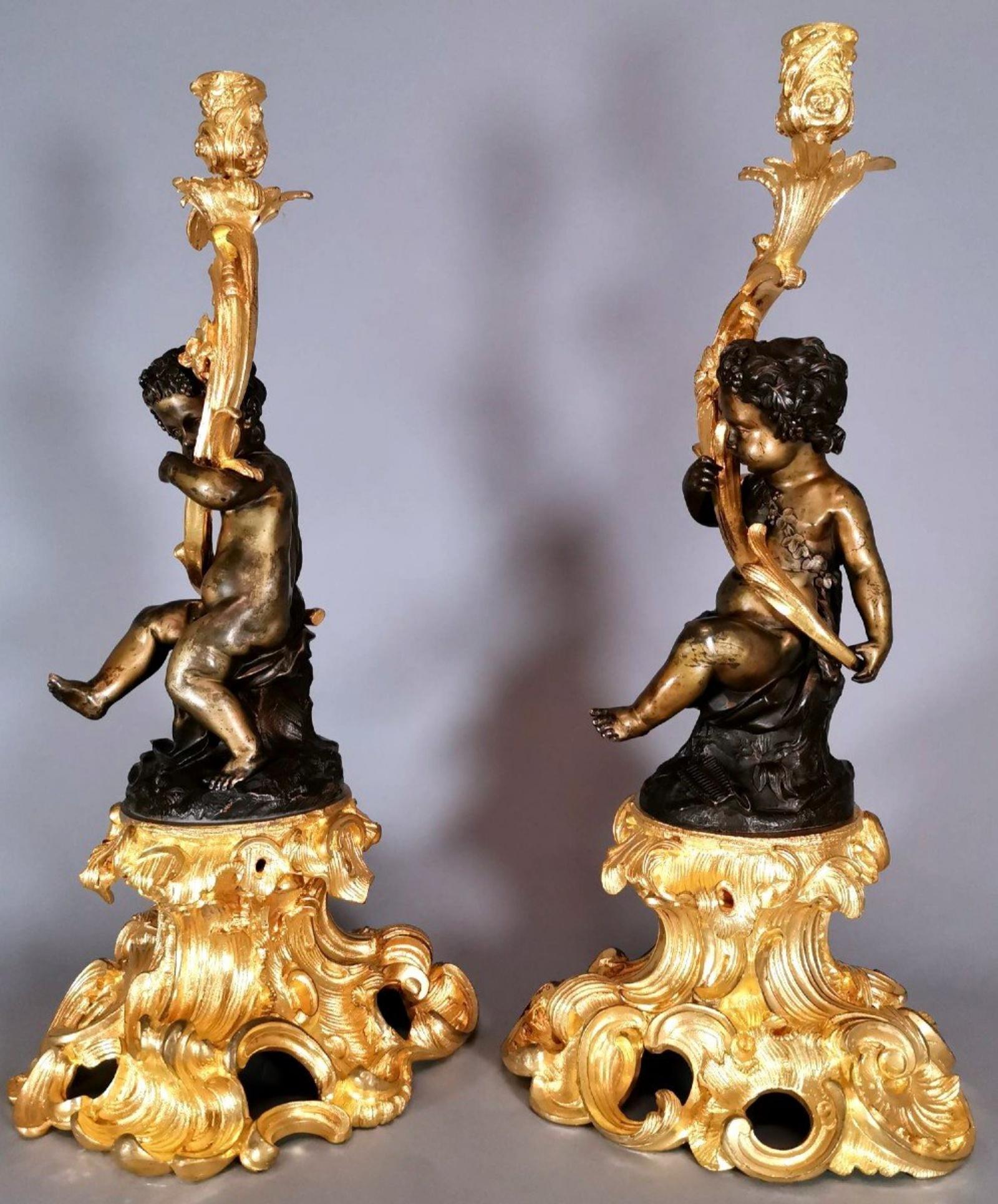 Pair of Candelabra with Putti by Clodion after Claude Michael, 18th Century In Good Condition In Madrid, ES