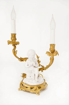 Pair of Louis XVI Style Sèvres Porcelain Biscuit Candelabra, circa 1880
