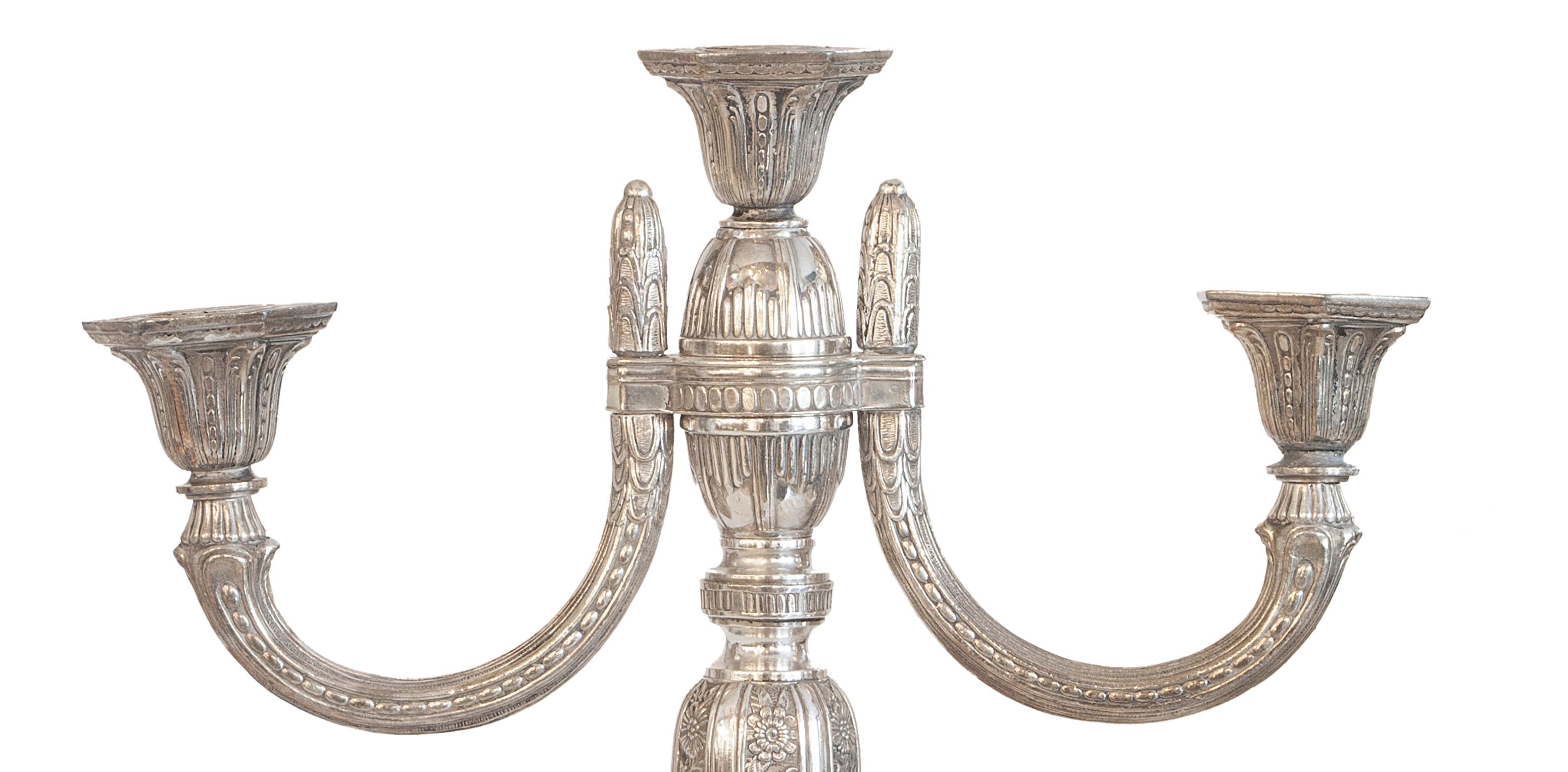 Pair of Candelabras, Art Deco in Silverplated, 1930 For Sale 1