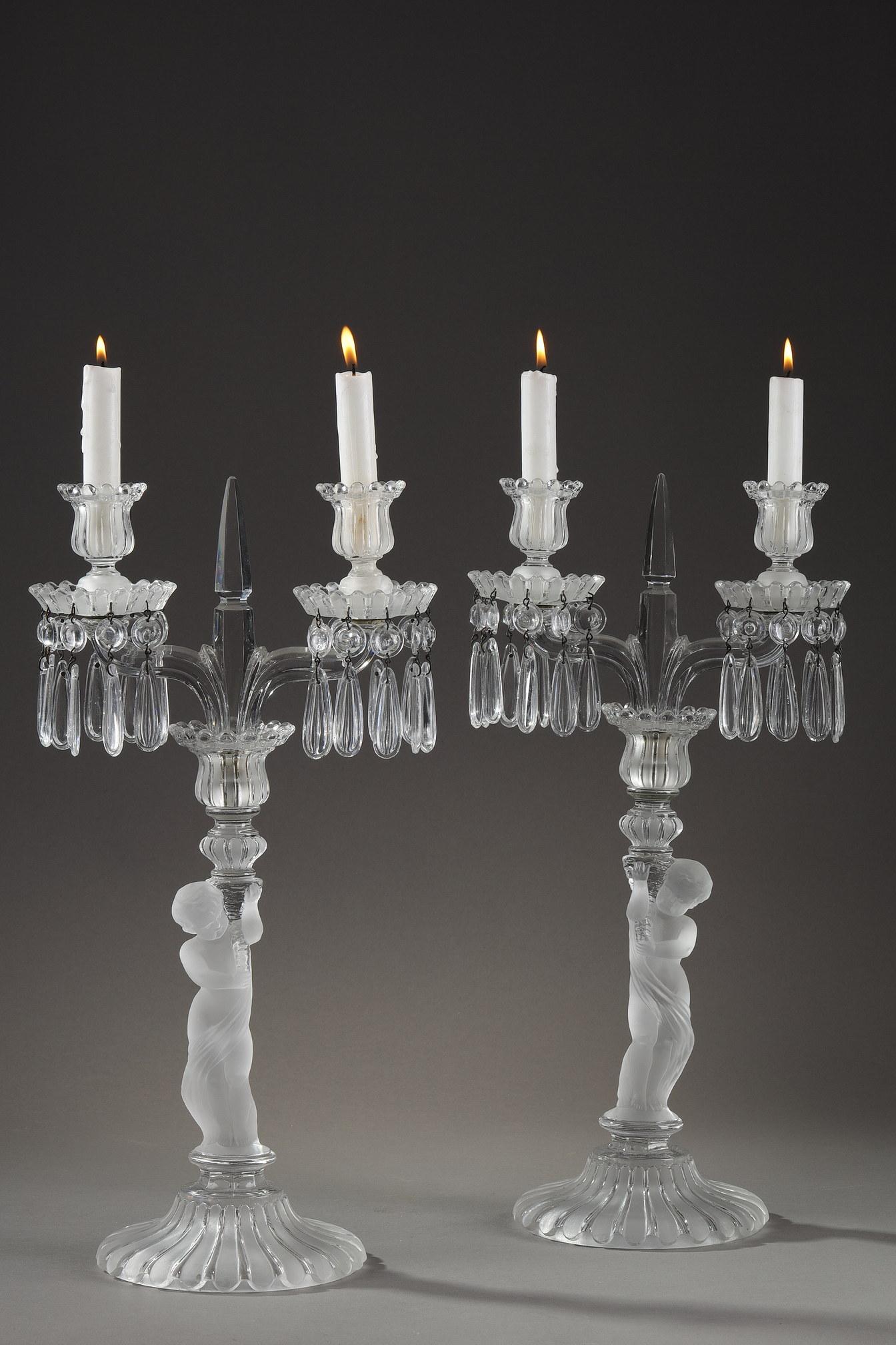 Paire de candélabres en cristal de Baccarat 12