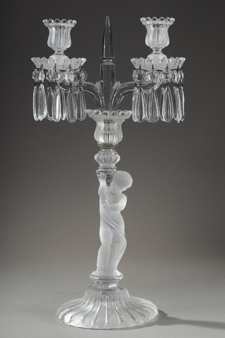 Early 20th Century Pair of Candelabras in Baccarat Crystal For Sale