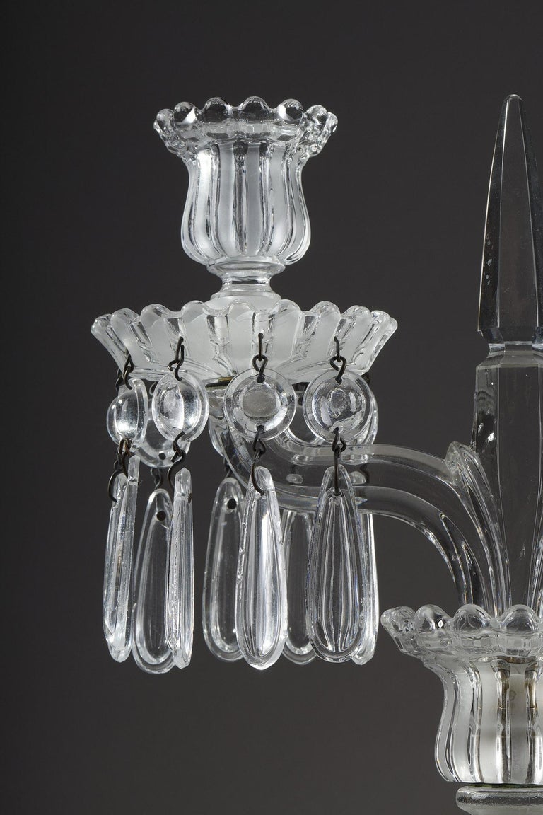 Pair of Candelabras in Baccarat Crystal For Sale 2