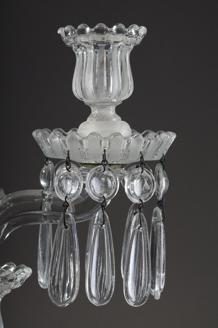 Pair of Candelabras in Baccarat Crystal For Sale 4