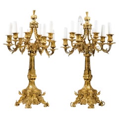 Pair of candelabras in bronze