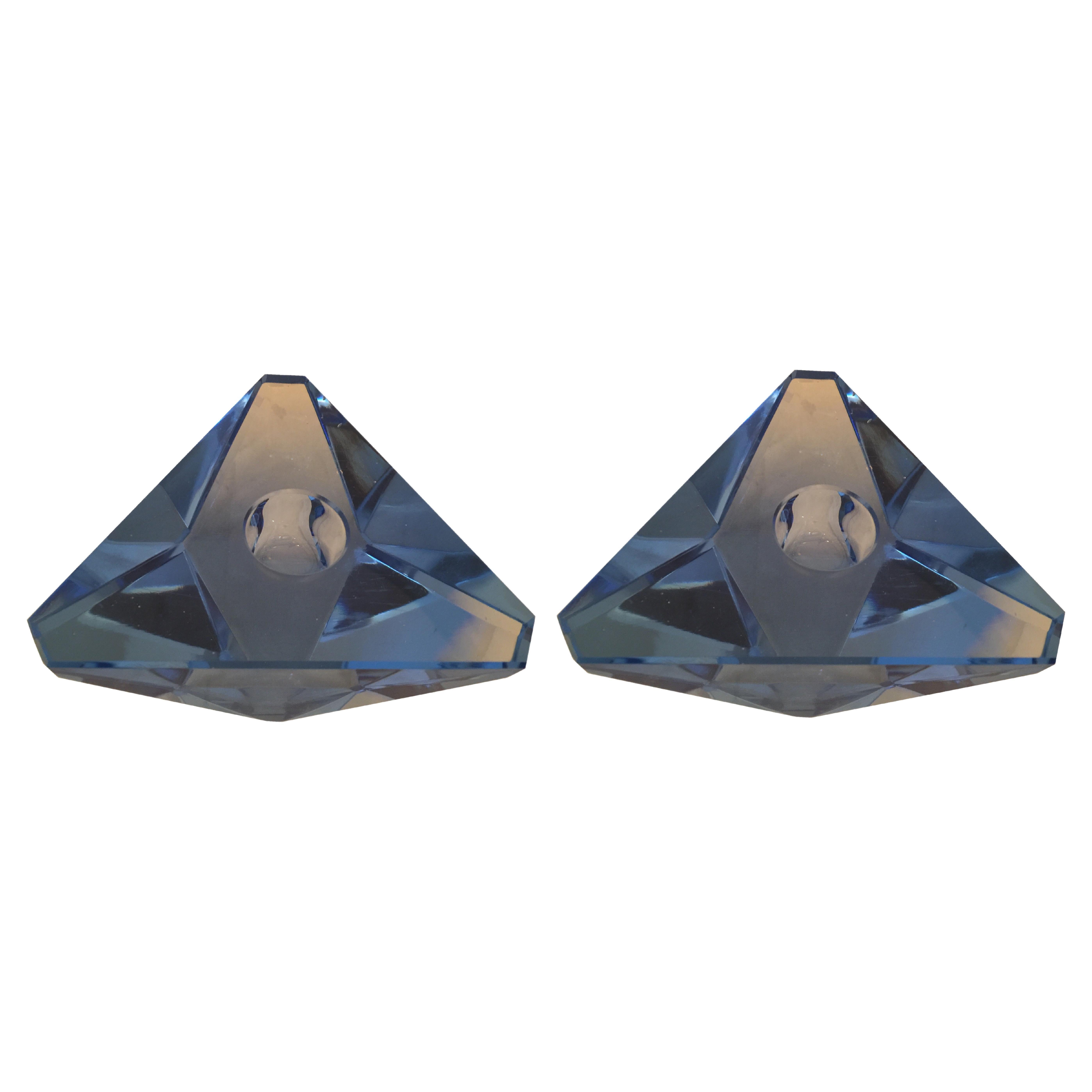 Pair of Candelabras Italian Crystal  1950