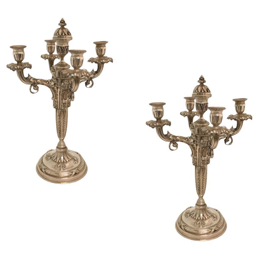 Pareja de candelabros, Jugendstil, Art Nouveau, Francia, Firma, A. Marionnet