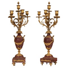 Pair of candelabras marble and bronze