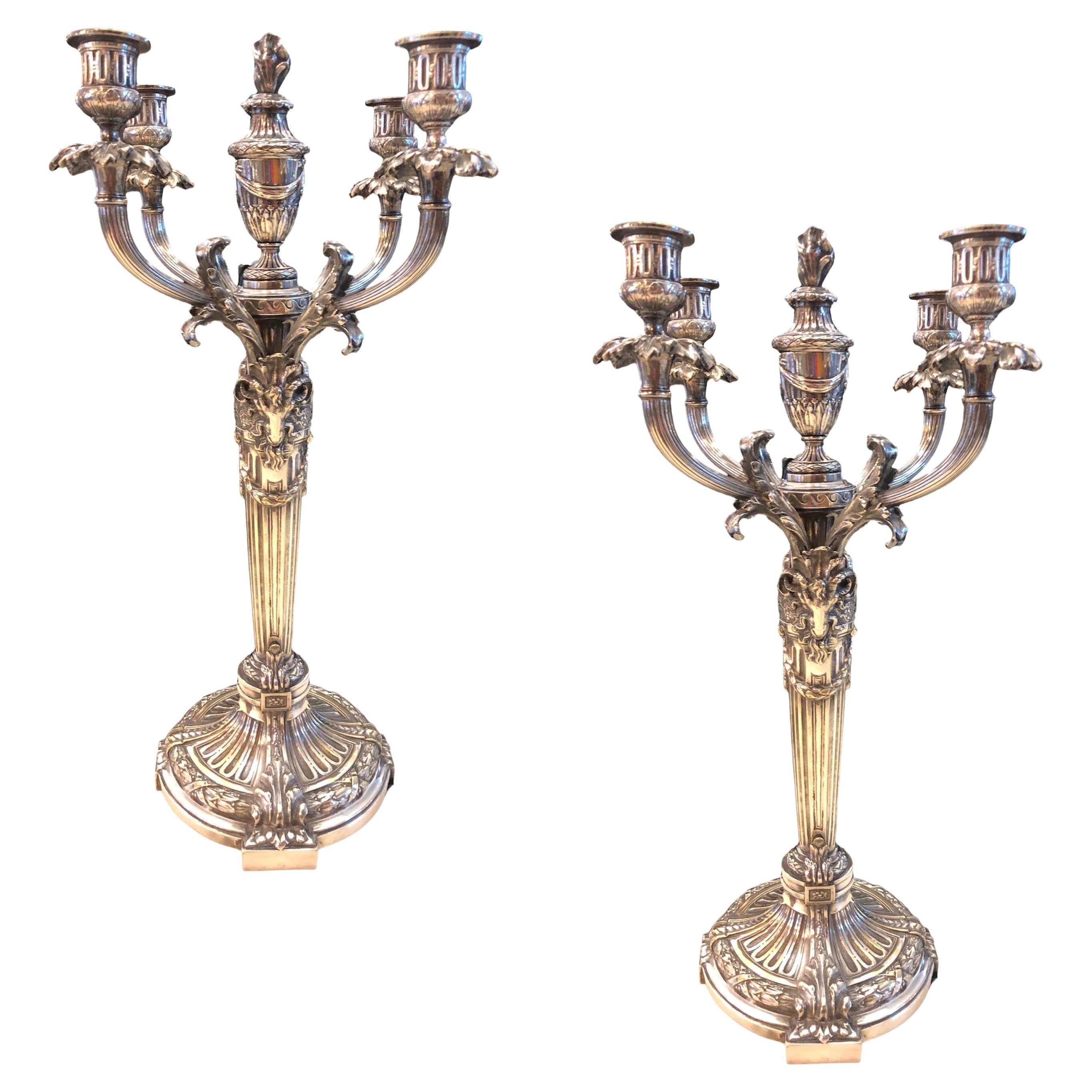 Paire de candélabres avec cerf, Jugendstil, Art Nouveau, Signe, Christofle 2440657 en vente