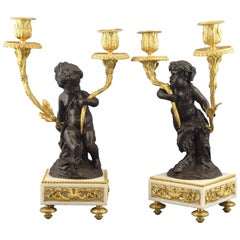 Pair of Candelabrum, after "Clodion" and "De la Rue", 19th Century