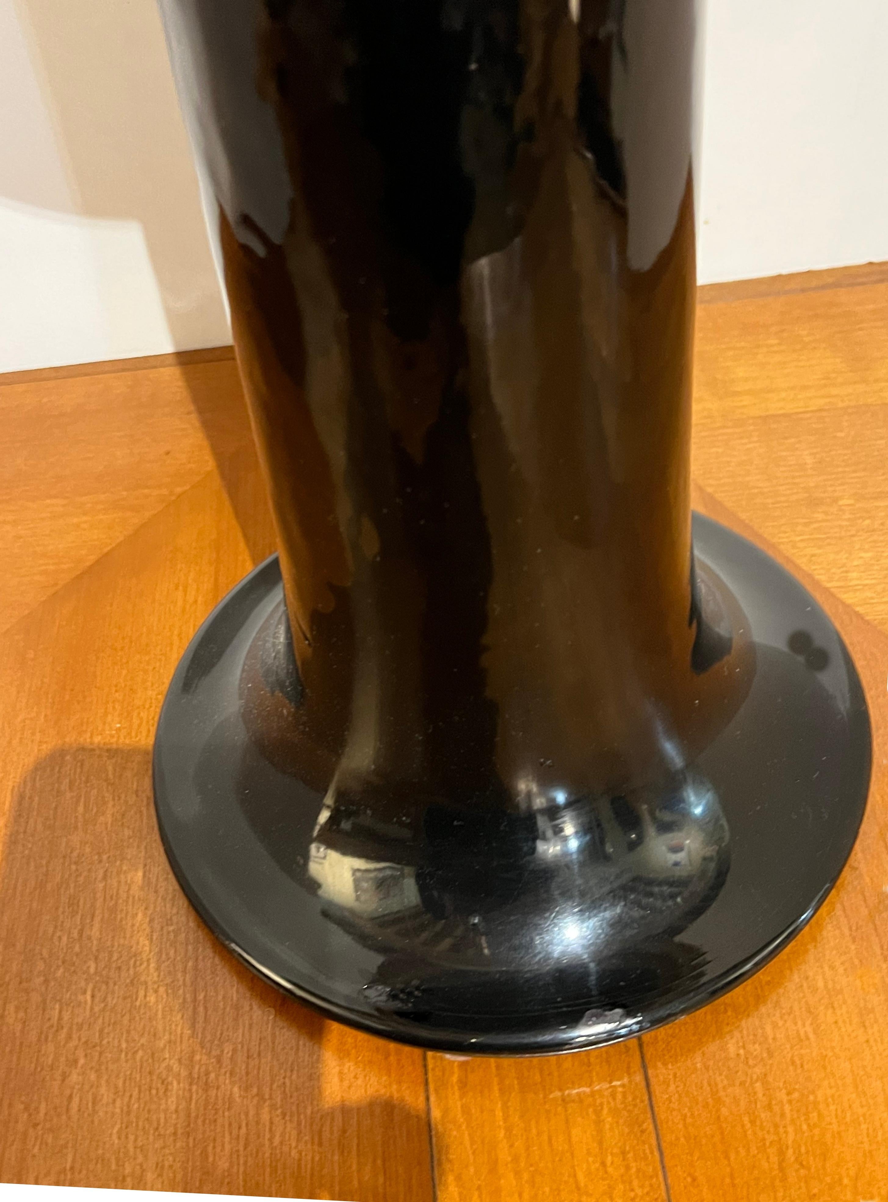 Post-Modern Pair of Candle Holder or Vases in Black resin 