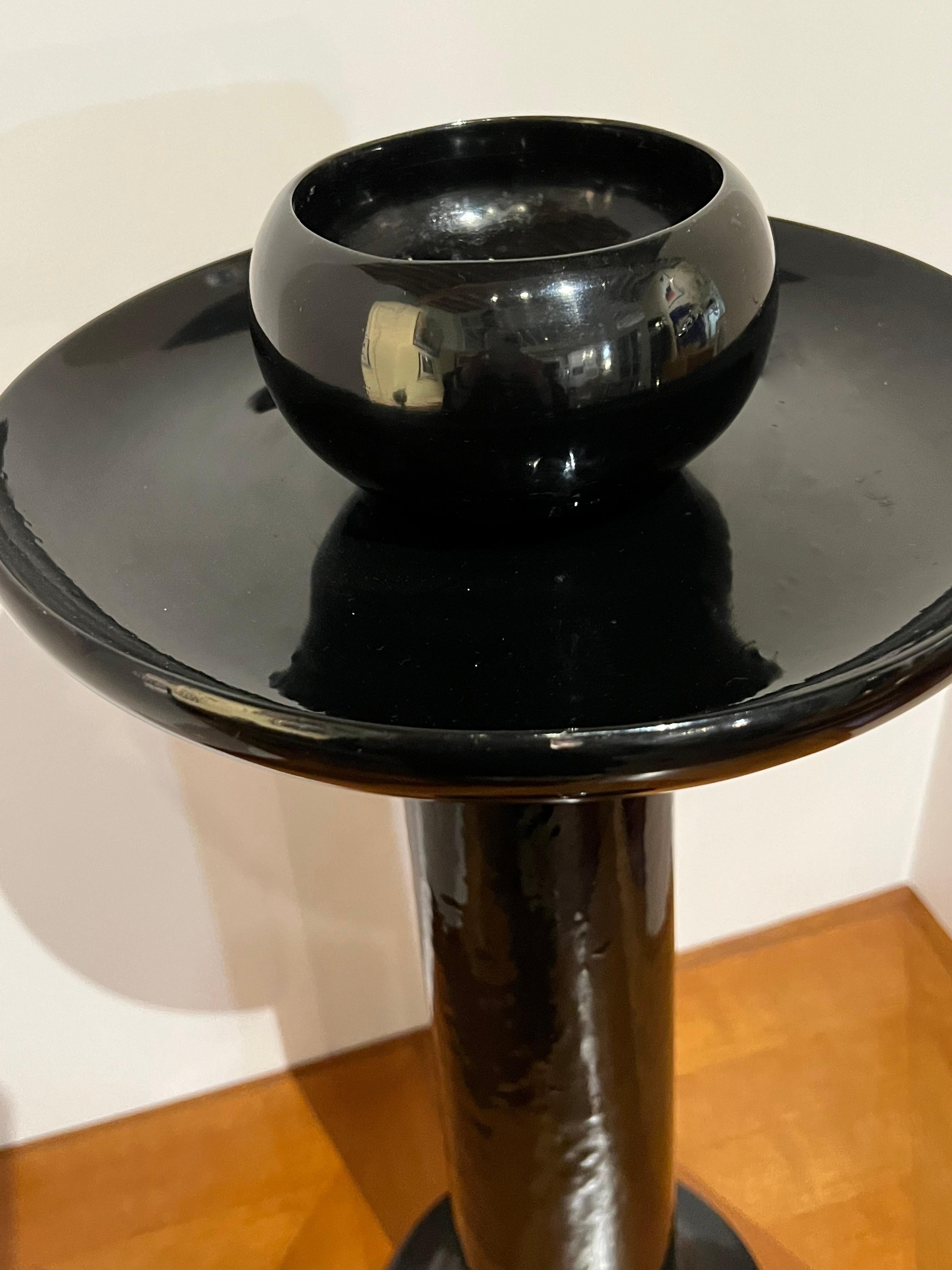 American Pair of Candle Holder or Vases in Black resin 
