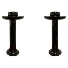 Pair of Candle Holder or Vases in Black resin 