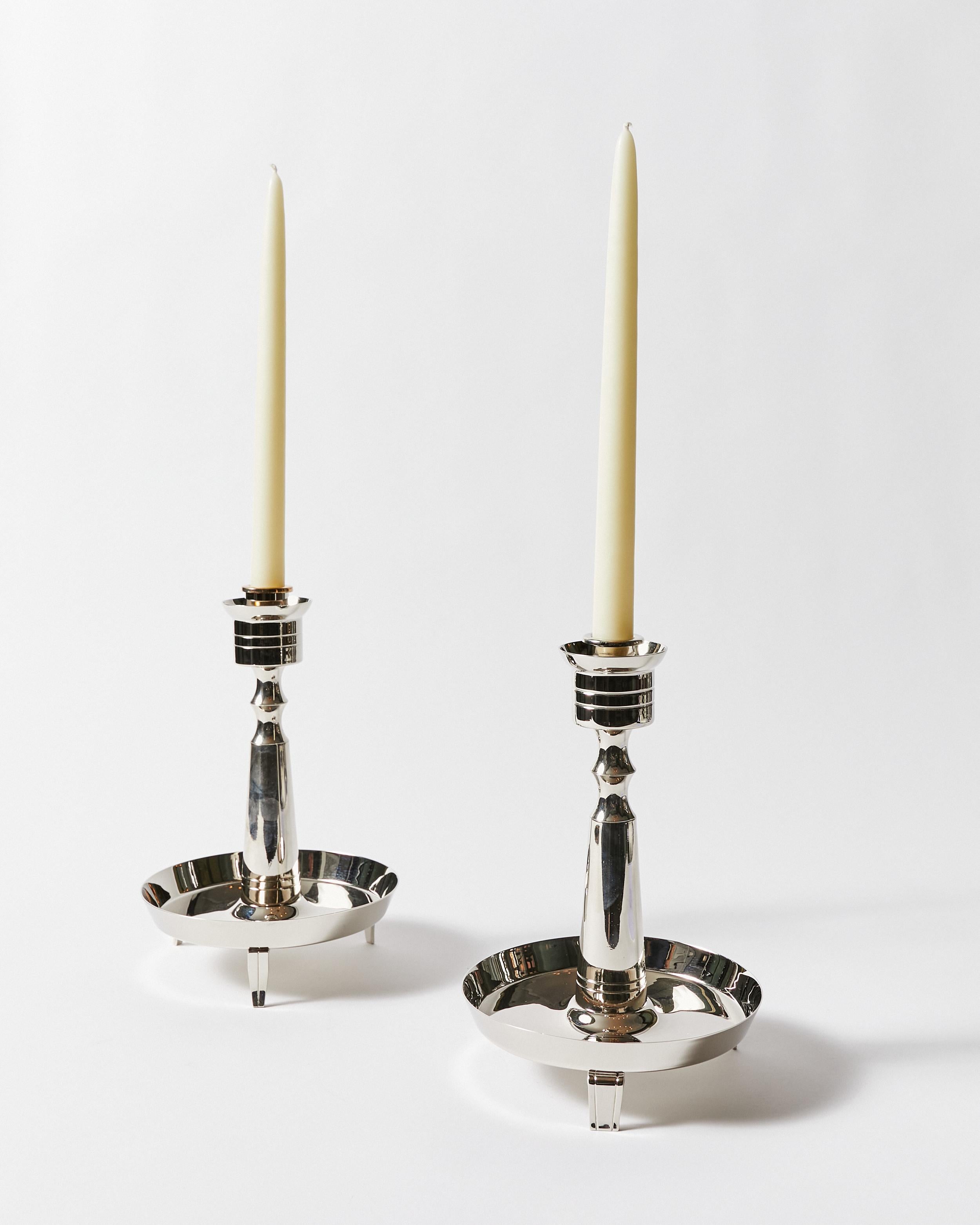 American Pair of Candle Holders by Tommi Parzinger for Dorlyn Silversmiths For Sale