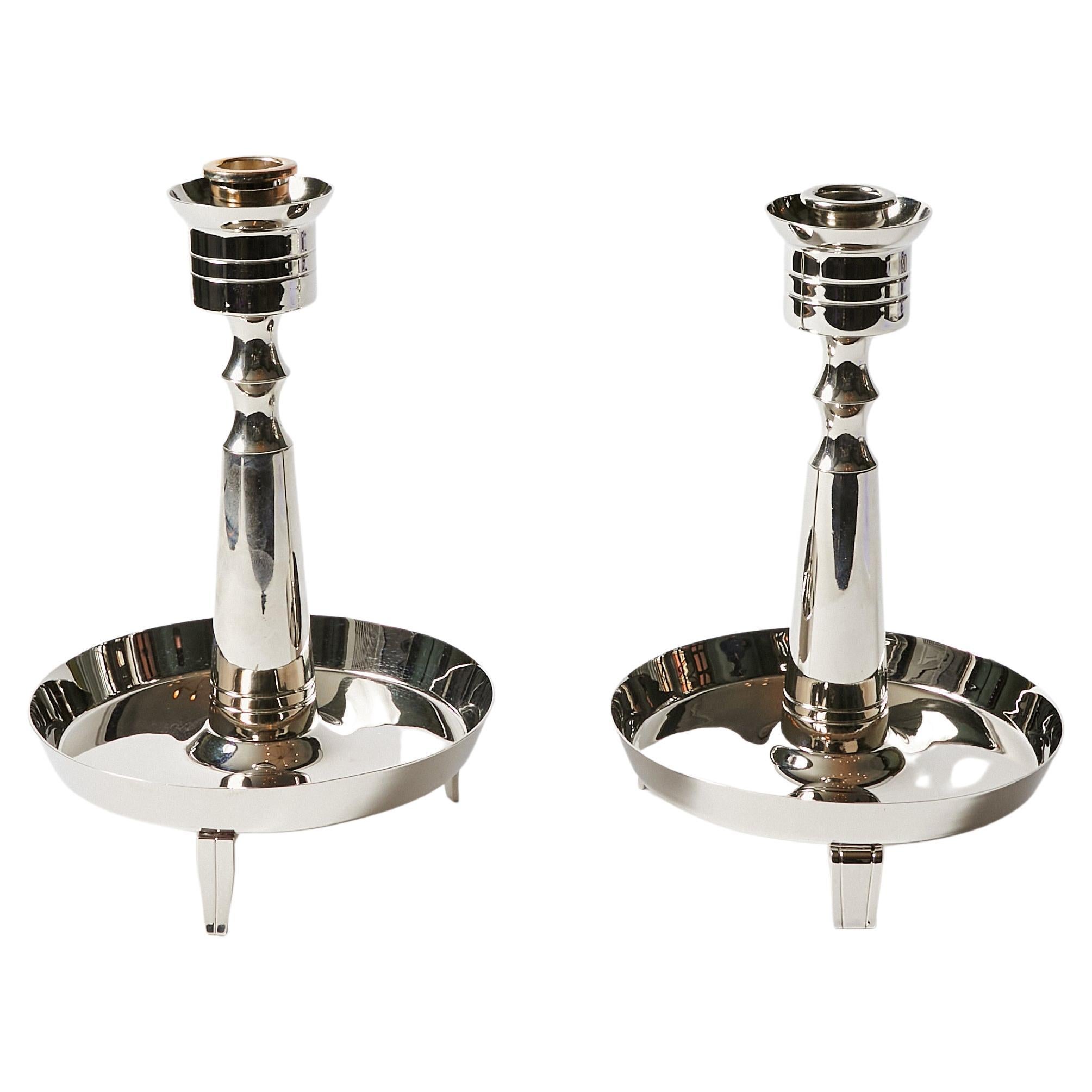 Pair of Candle Holders by Tommi Parzinger for Dorlyn Silversmiths