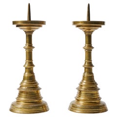 Pair of Candle Holders Dutch Style with Beautiful Natural Patina