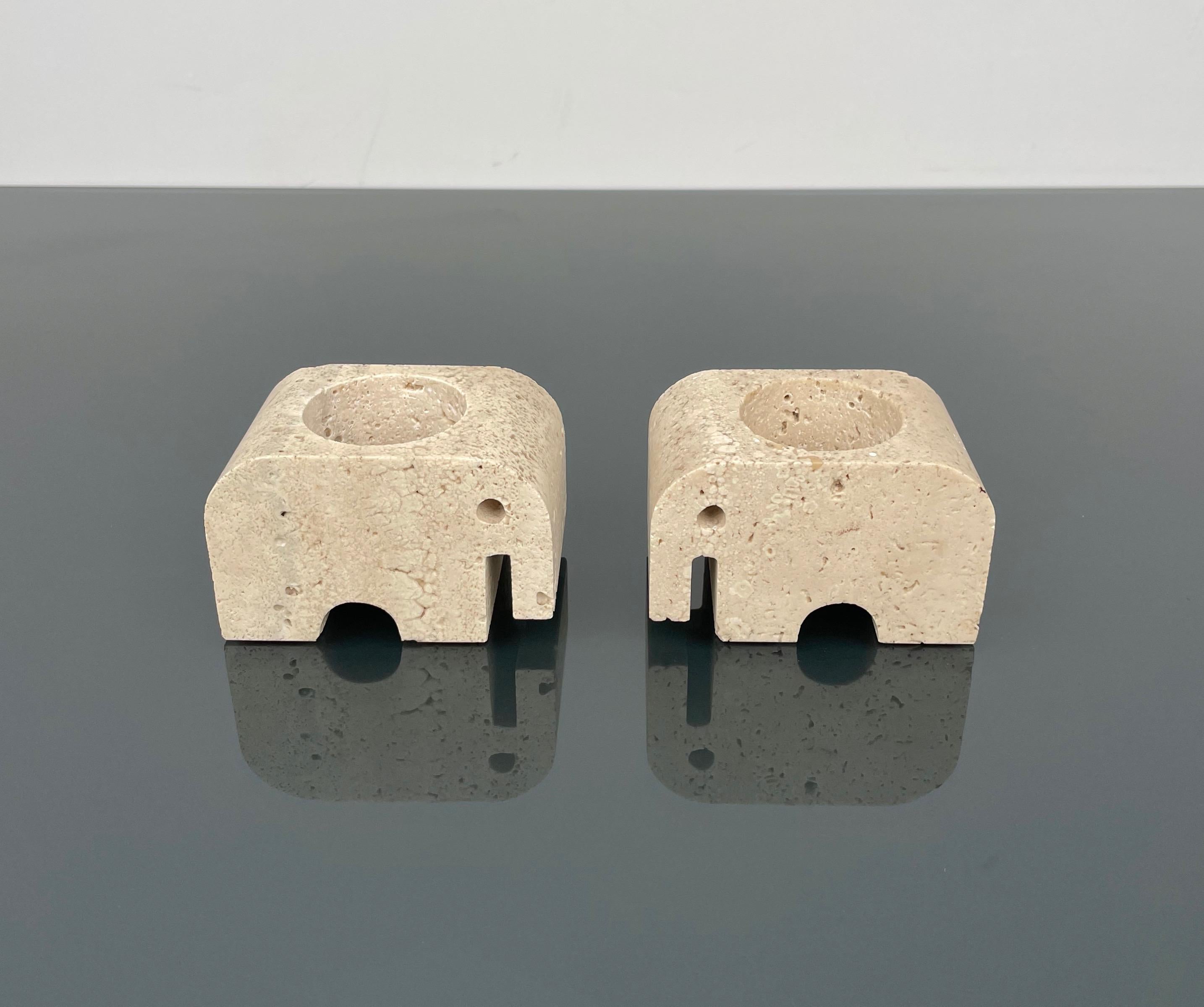 Pair of Candle Holders Elephants Fratelli Mannelli, Italy, 1970s 3