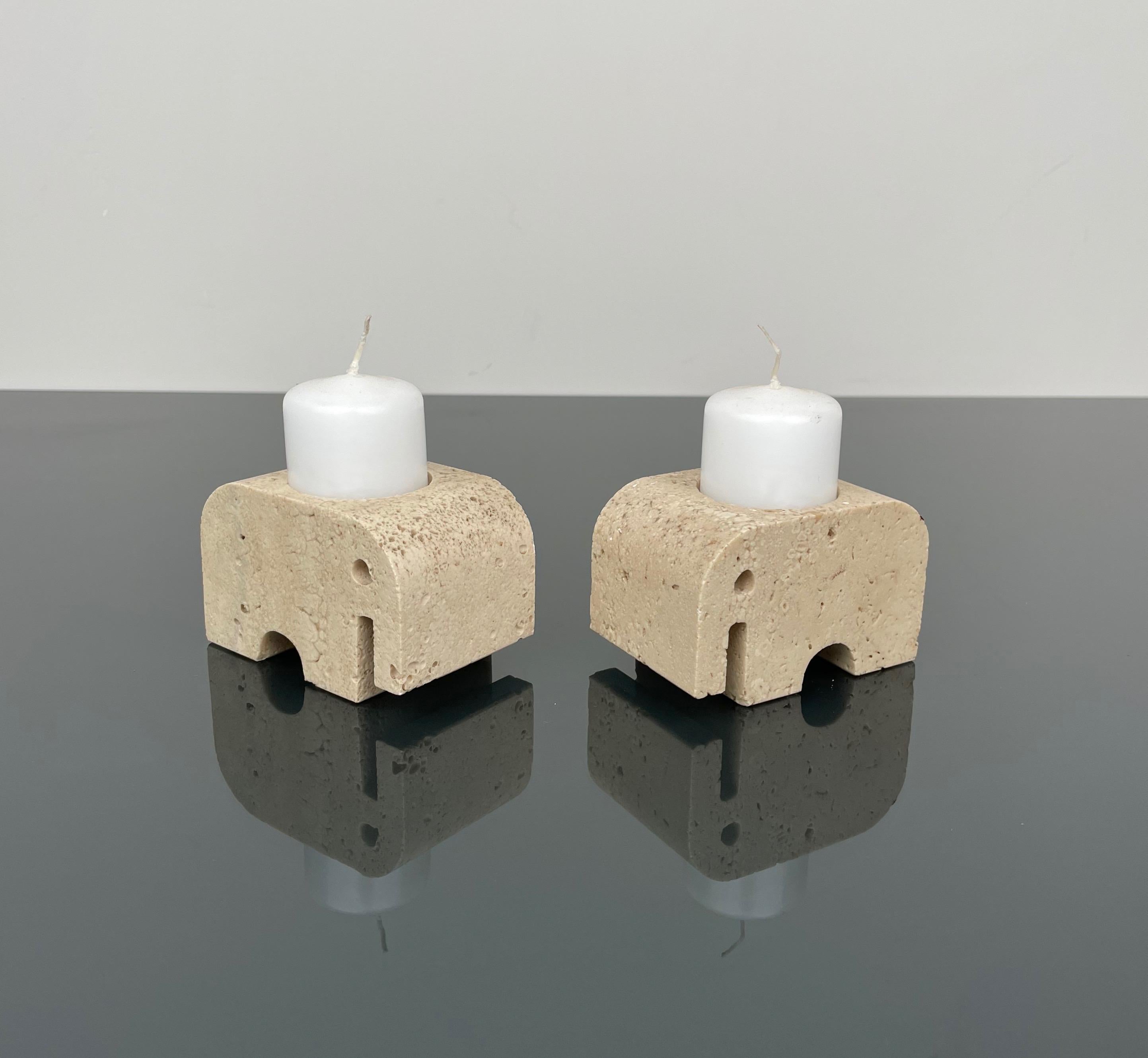 Mid-Century Modern Pair of Candle Holders Elephants Fratelli Mannelli, Italy, 1970s