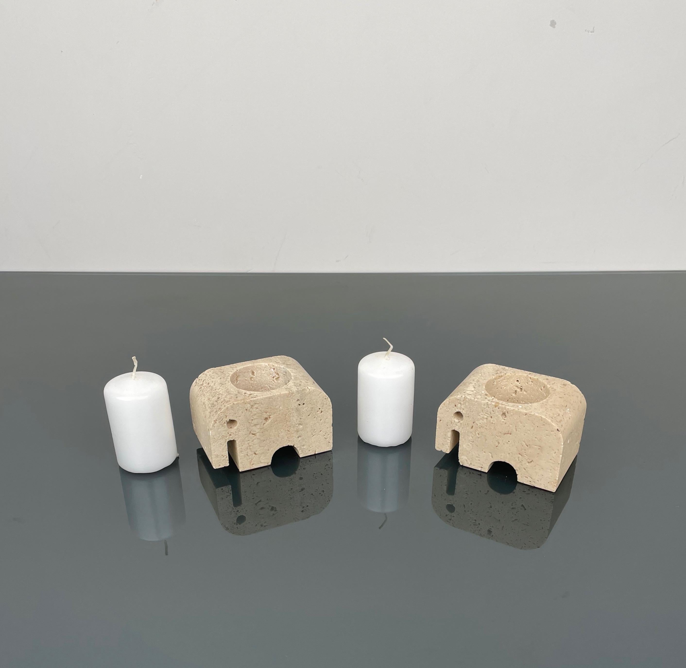Italian Pair of Candle Holders Elephants Fratelli Mannelli, Italy, 1970s