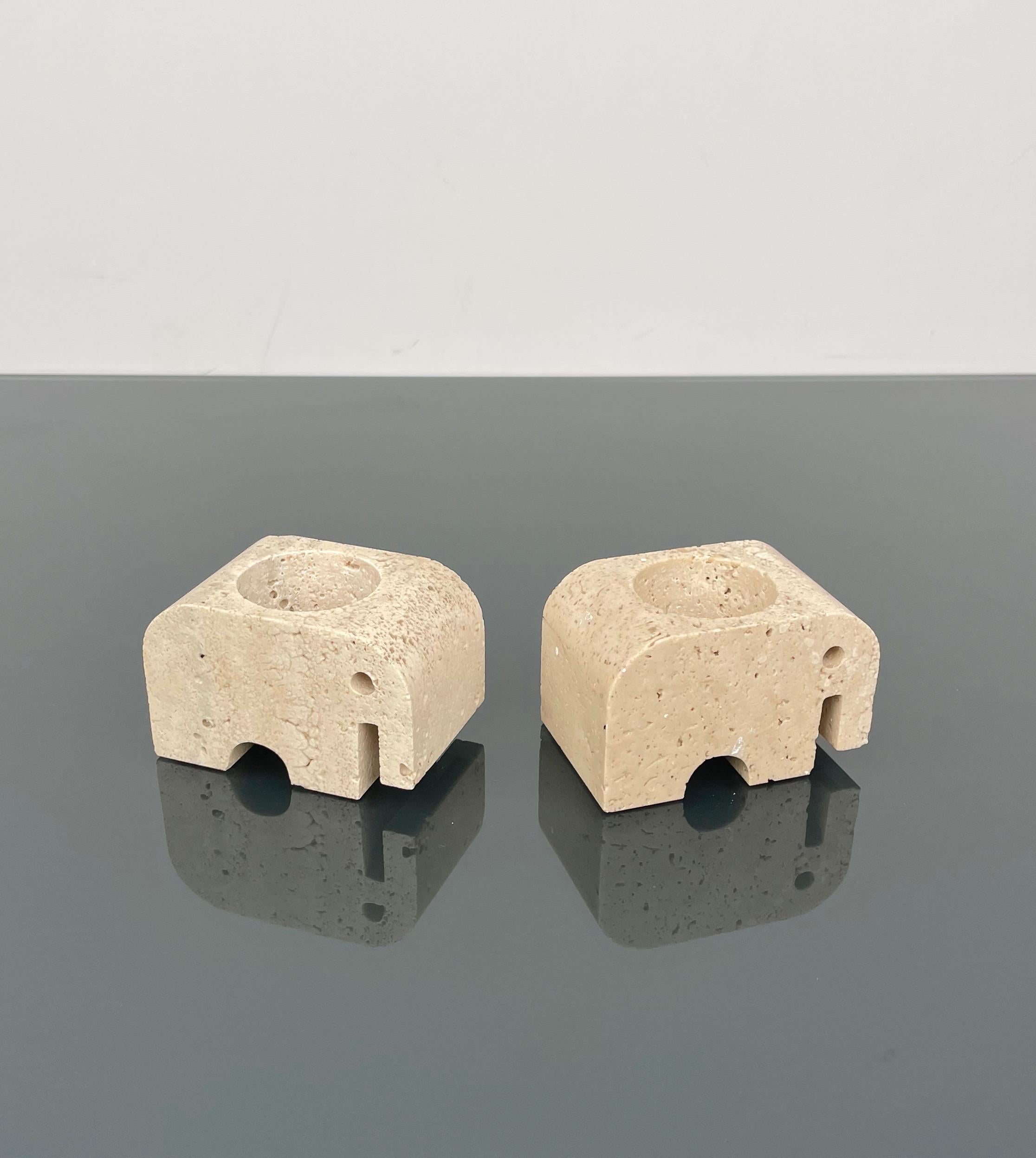 Late 20th Century Pair of Candle Holders Elephants Fratelli Mannelli, Italy, 1970s