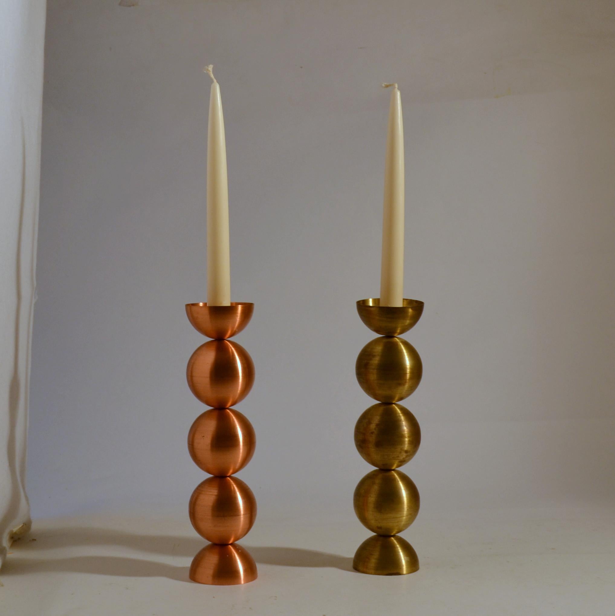 Pair of Candle Holders in Brass and Copper In Excellent Condition In London, GB
