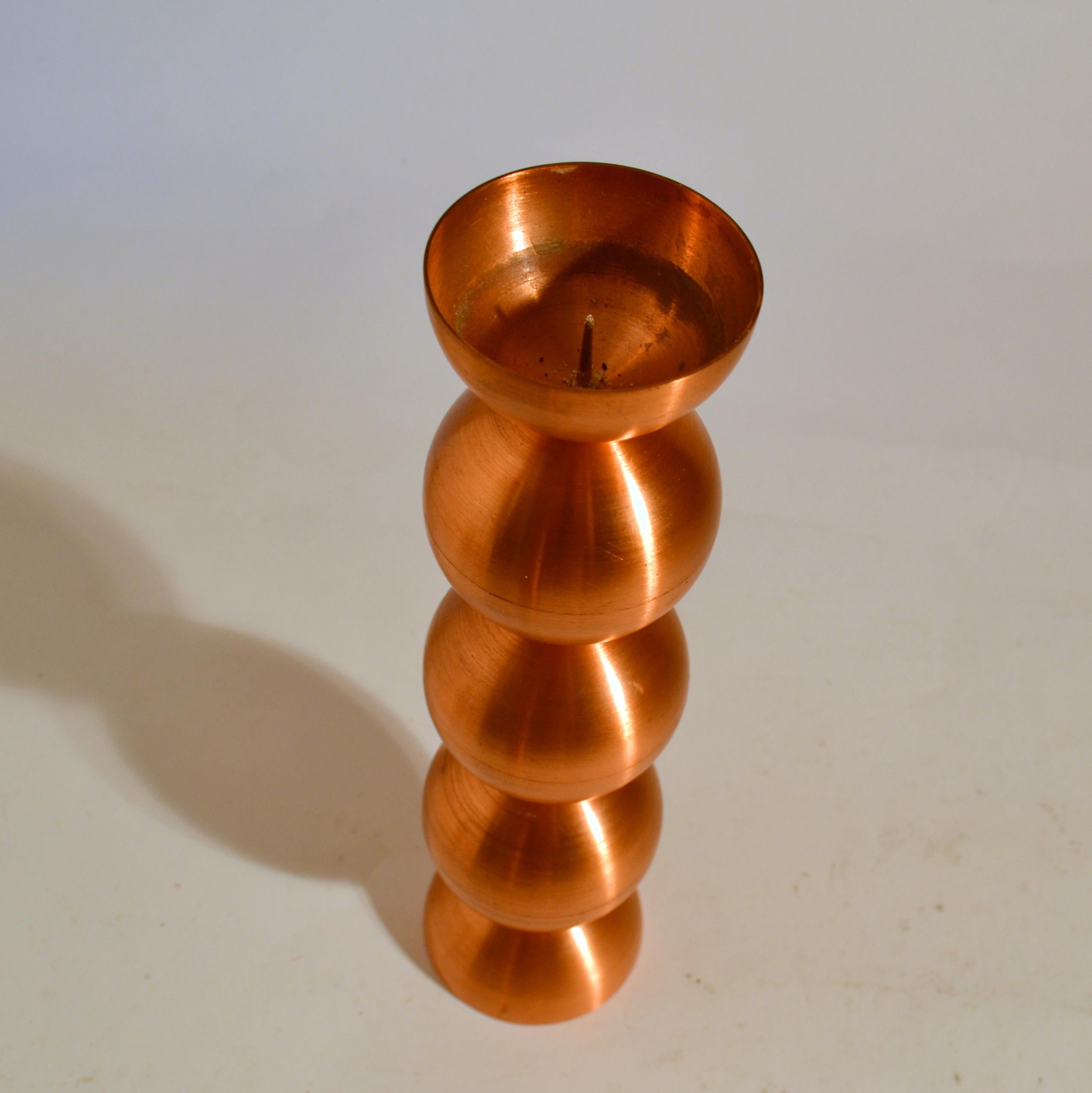 Mid-20th Century Pair of Candle Holders in Brass and Copper