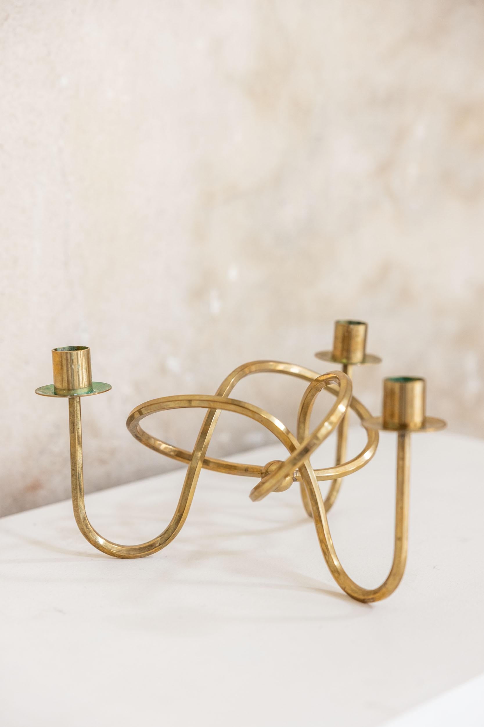 Ottone Coppia di portacandele 