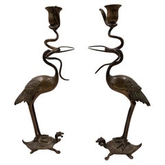 Antique Pair of Candle Sticks, Animal, Figural, Bronze, Napoleon III, ~ 1880, France