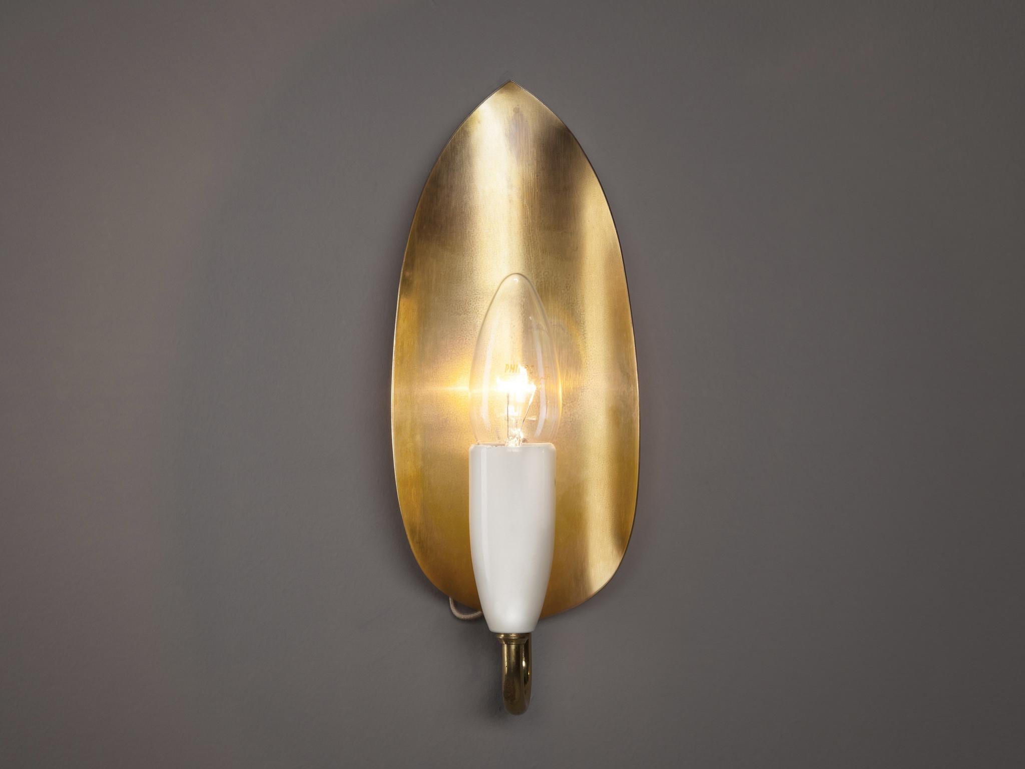 Mid-20th Century Pair of Candle Wall Lights in Brass