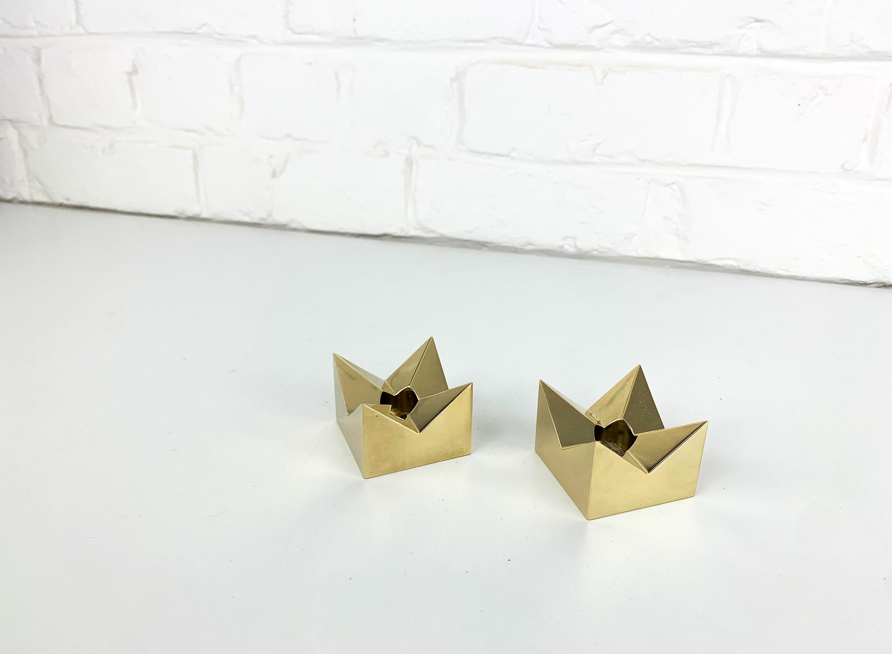 20th Century Pair of Candleholders in Brass by Pierre Forssell Skultuna Sweden 1960s For Sale