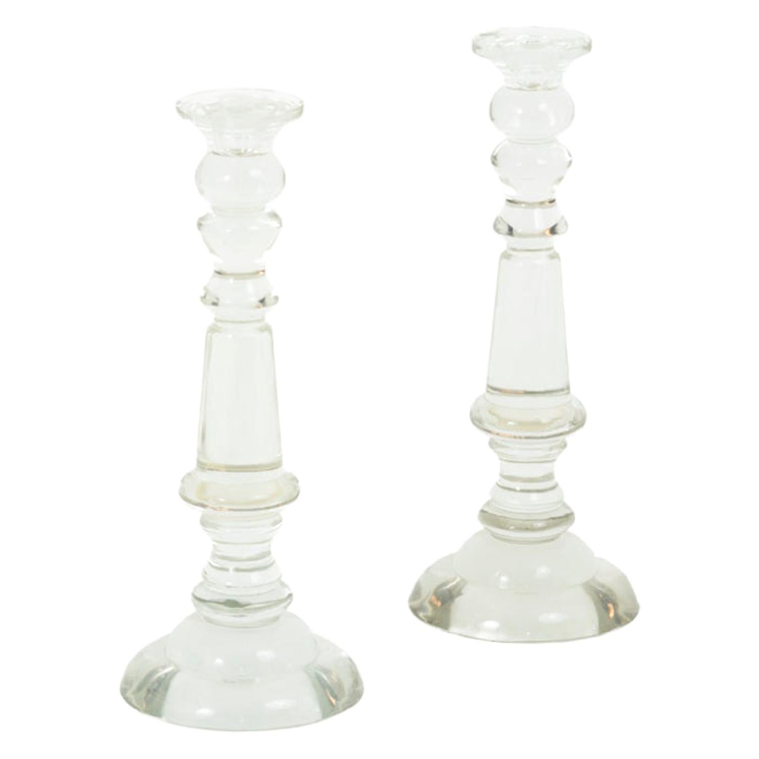 Pair of Candleholders in Crystal, Louis-Philippe Period For Sale