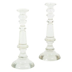 Antique Pair of Candleholders in Crystal, Louis-Philippe Period