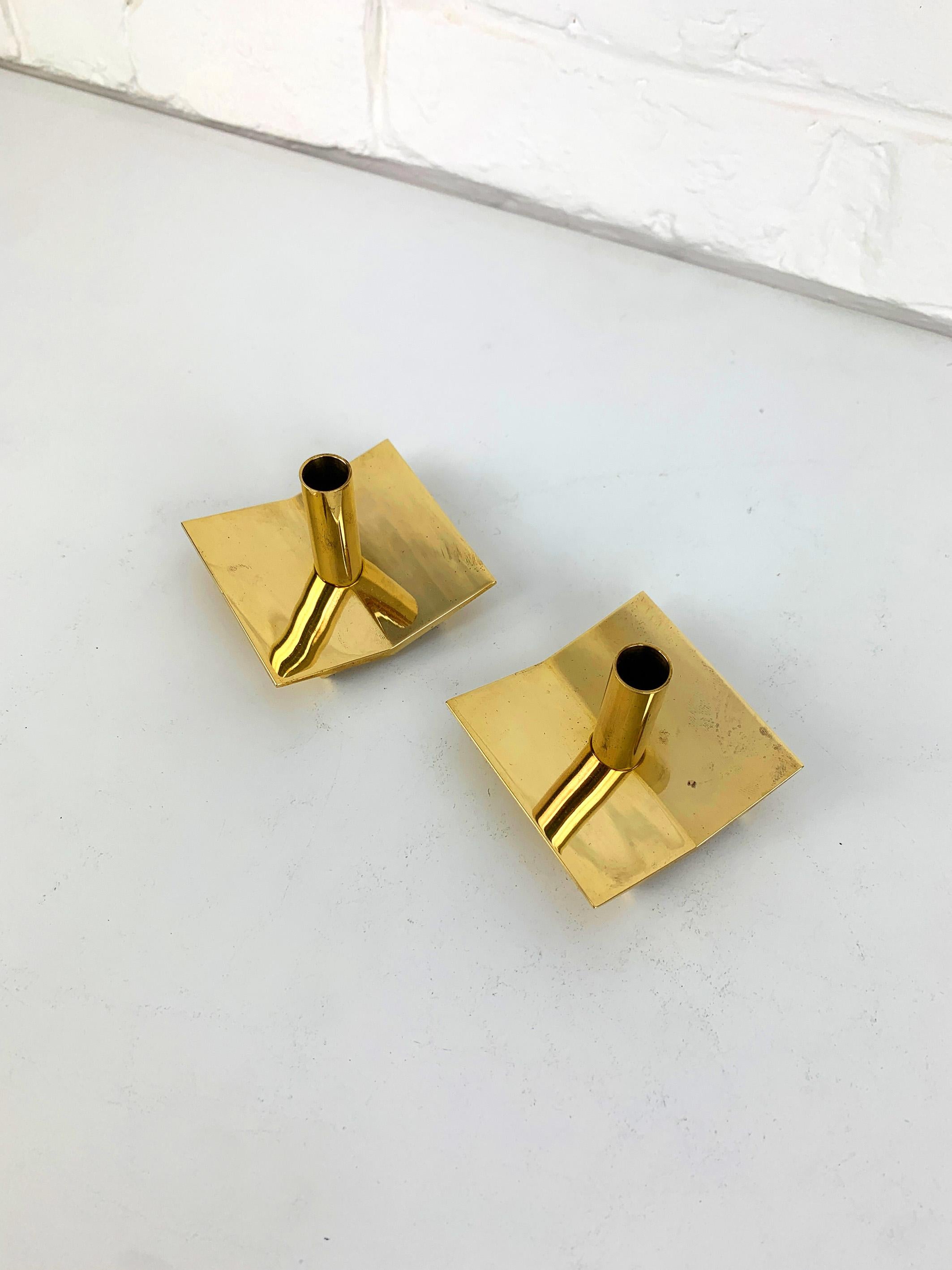 Pair of Candleholders N°70 in Brass by Pierre Forsell for Skultuna Sweden 1960s For Sale 7